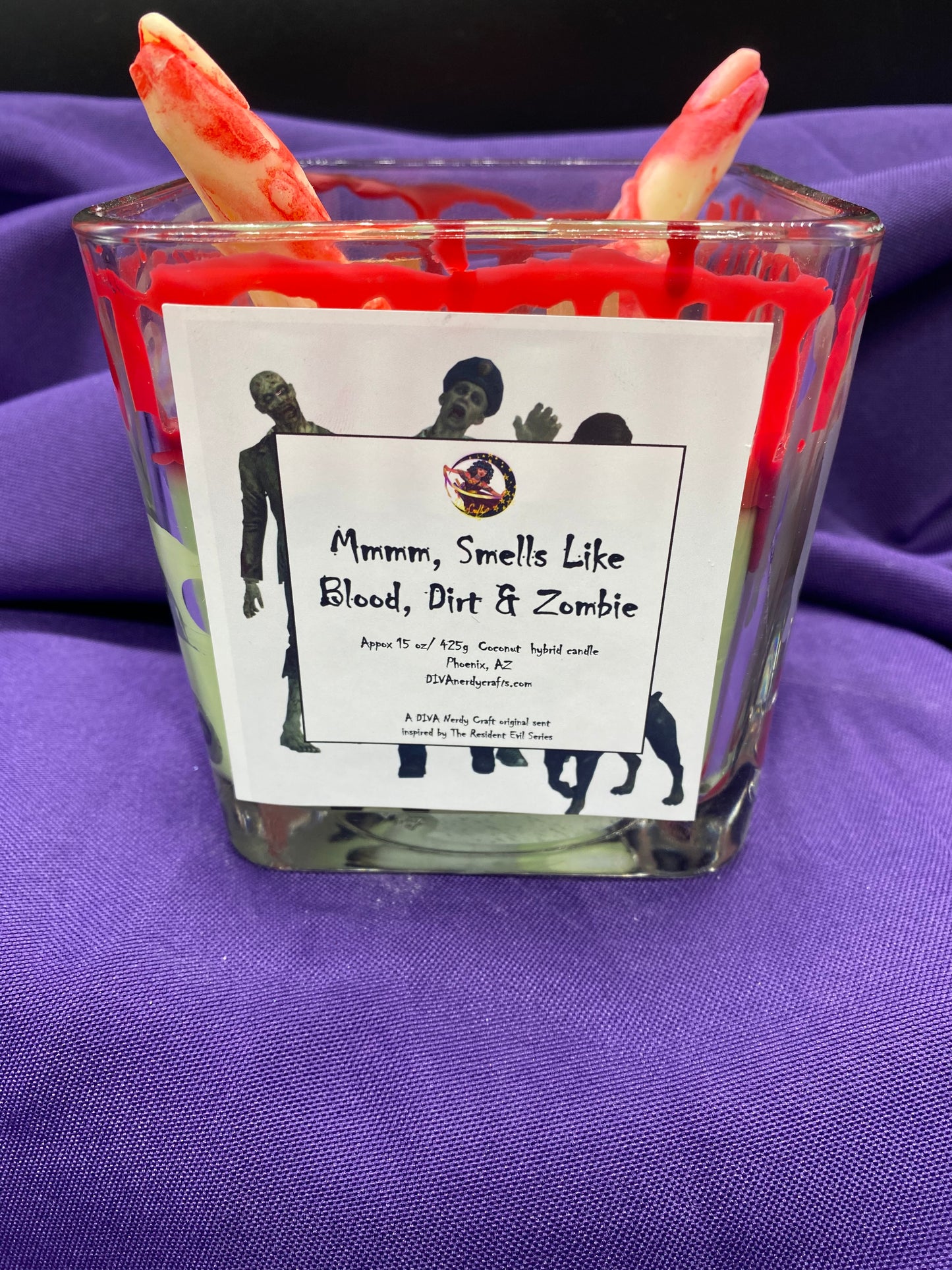 Bloody, Dirt & Zombie 15oz Candle with Bloody Fingers