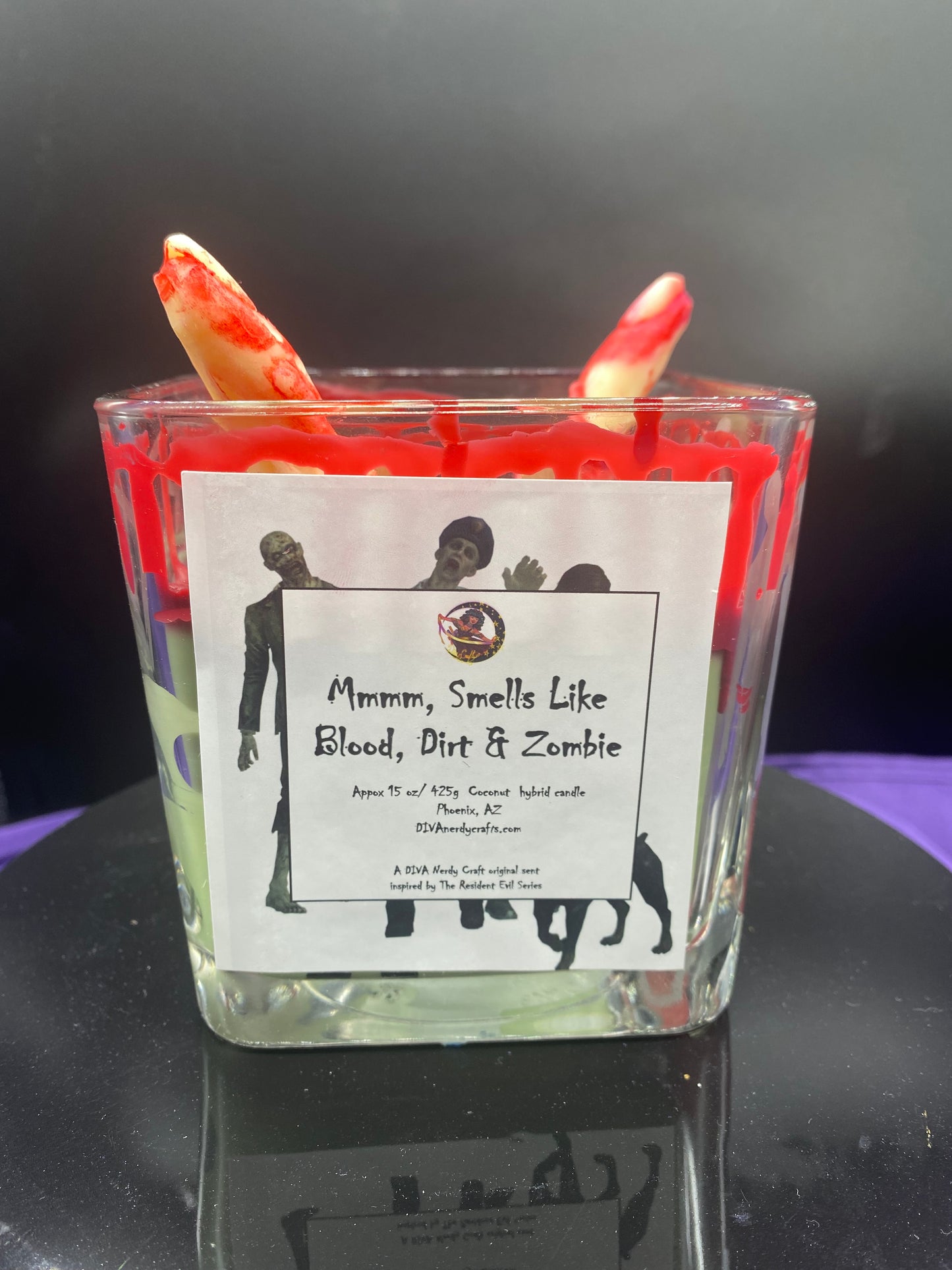 Bloody, Dirt & Zombie 15oz Candle with Bloody Fingers