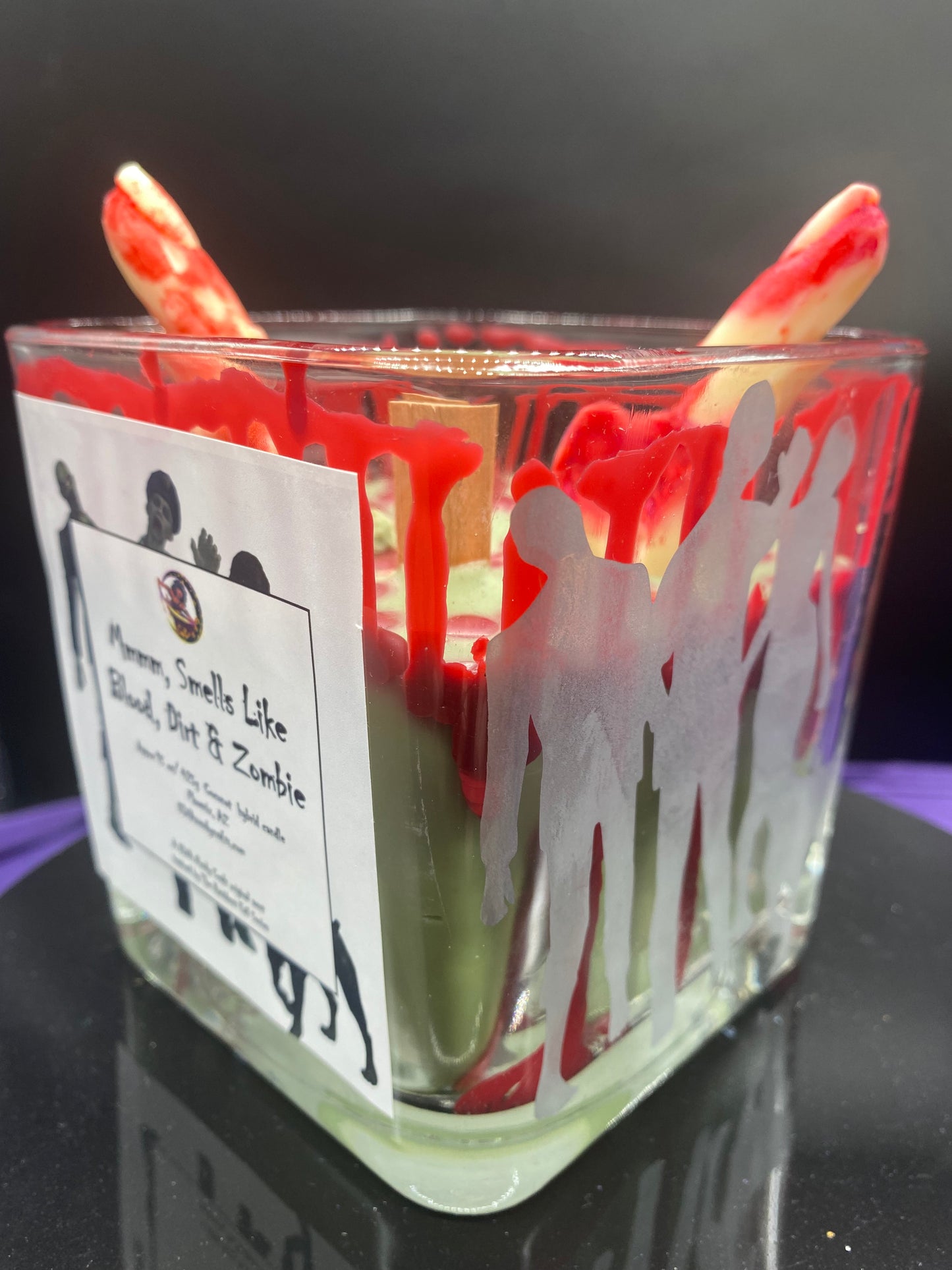 Bloody, Dirt & Zombie 15oz Candle with Bloody Fingers